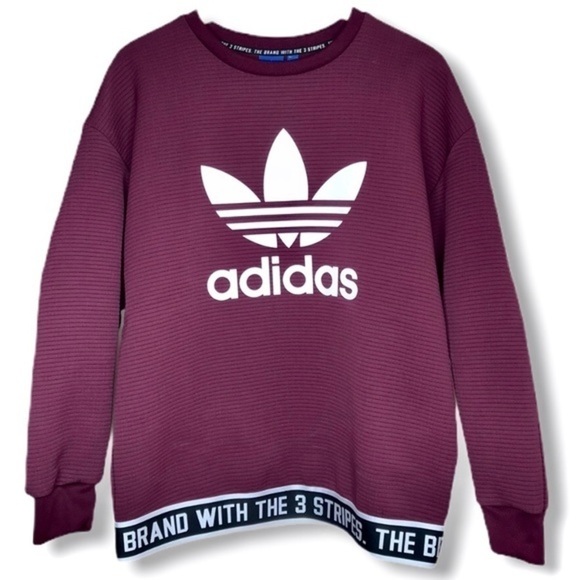 Adidas Trefoil Burgundy Crew Neck Sweatshirt - Picture 4 of 8